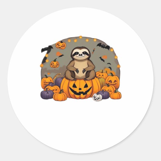 Sloth-o-ween Classic-T - Shirt Runder Aufkleber (Vorderseite)
