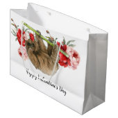 Sloth on Valentine's Day  Große Geschenktüte (Vorderseite Schrägansicht)