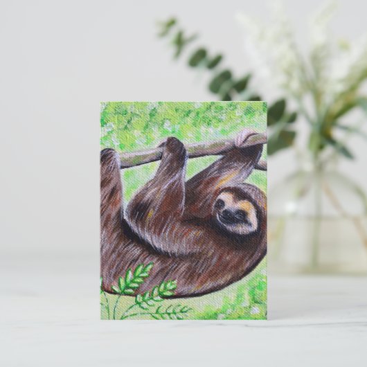Sloth Painting Postkarte (Stehend Vorderseite)