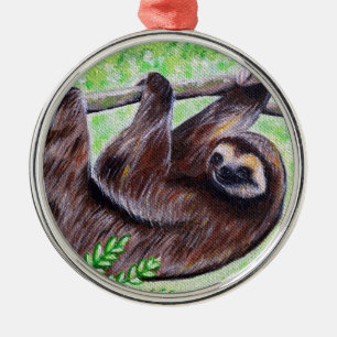 Sloth Painting Silbernes Ornament