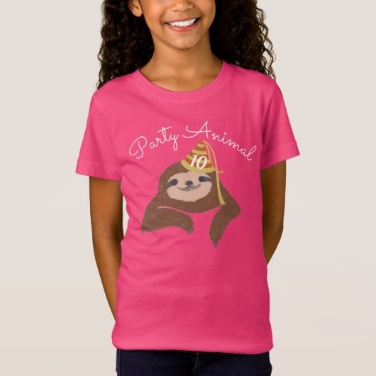 Sloth Party Animal Birthday Custom T-Shirt (Vorderseite)