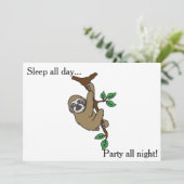 Sloth-Party Einladung (Stehend Vorderseite)