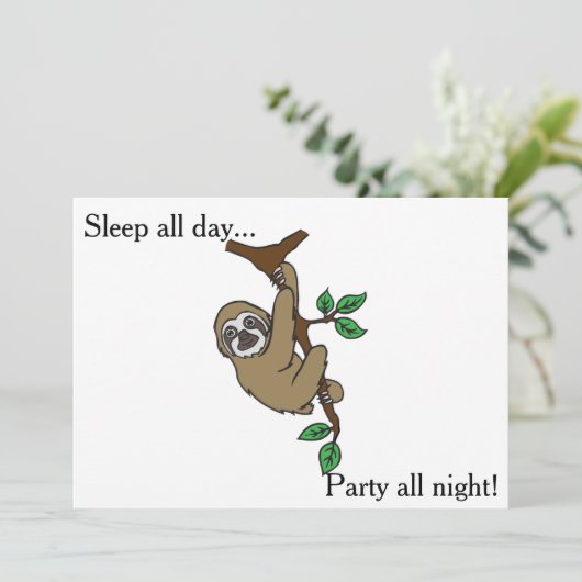 Sloth-Party Einladung (Stehend Vorderseite)