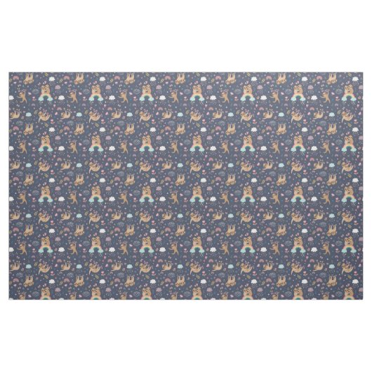 Sloth Pattern Fabric Stoff (Fat Quarter (45,7 x 55,9 cm))