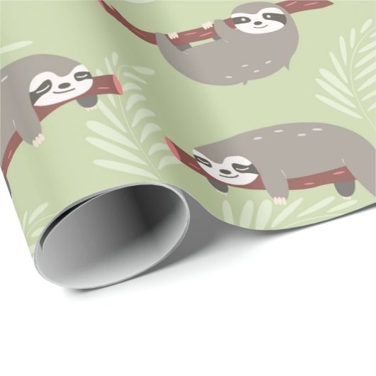 Sloth Pattern Geschenkpapier (Rolleneckpunkt)