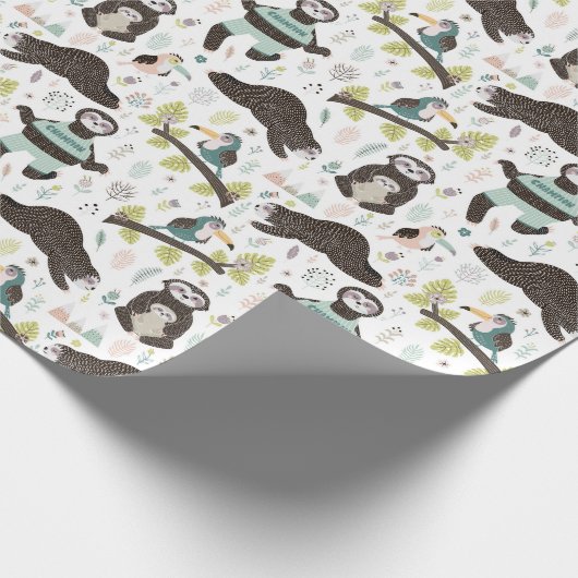 Sloth Pattern Wrapping Paper Geschenkpapier (Ecke)