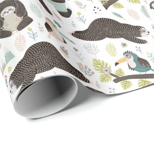 Sloth Pattern Wrapping Paper Geschenkpapier (Rolleneckpunkt)