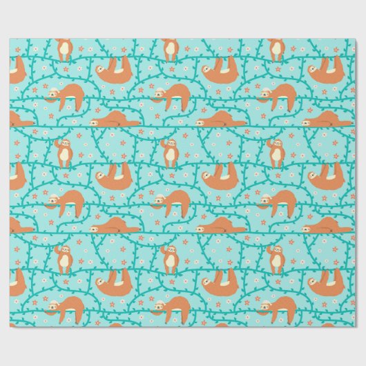 Sloth Pattern Wrapping Paper Geschenkpapier (Flach)