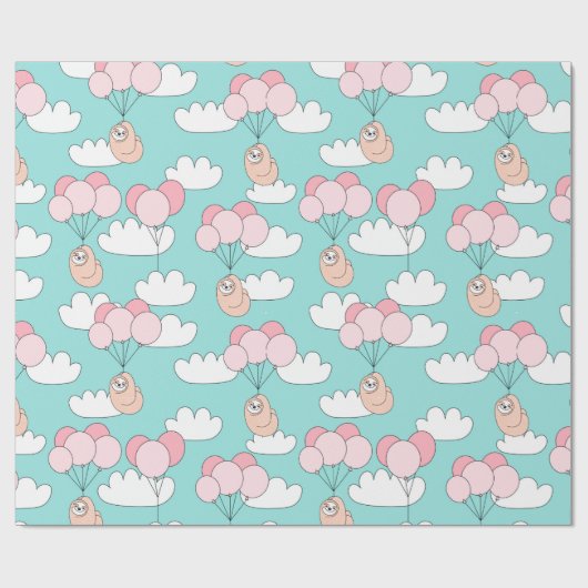 Sloth Pattern Wrapping Paper Geschenkpapier (Flach)