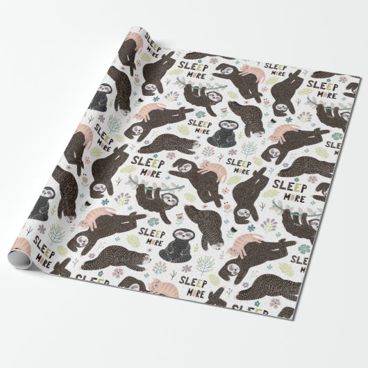 Sloth Pattern Wrapping Paper Geschenkpapier (Ungerollt)