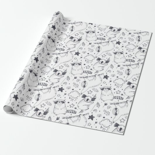 Sloth Pattern Wrapping Paper Geschenkpapier (Ungerollt)
