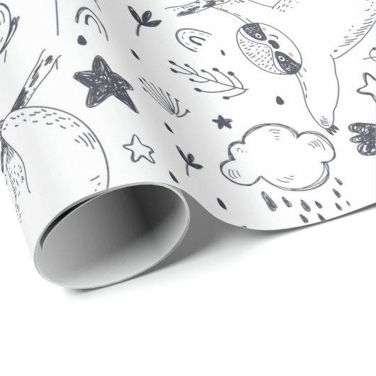 Sloth Pattern Wrapping Paper Geschenkpapier (Rolleneckpunkt)