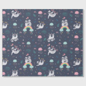 Sloth Pattern Wrapping Paper Geschenkpapier (Flach)