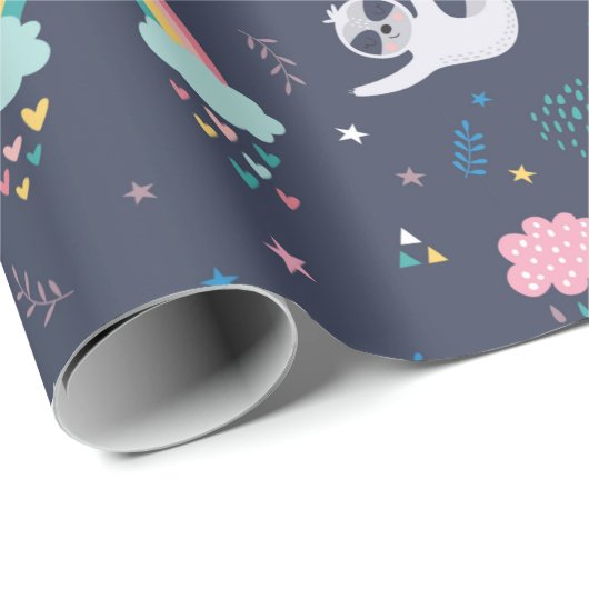 Sloth Pattern Wrapping Paper Geschenkpapier (Rolleneckpunkt)