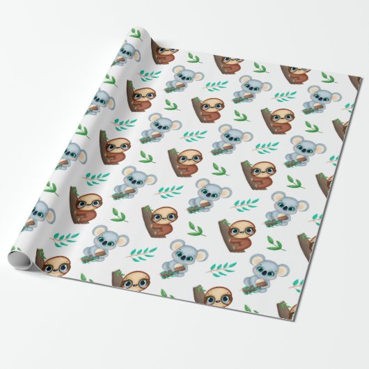 Sloth Pattern Wrapping Paper Geschenkpapier (Ungerollt)