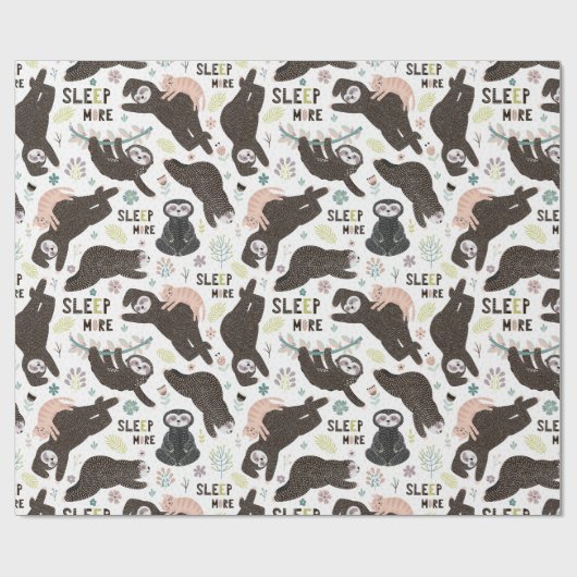 Sloth Pattern Wrapping Paper Geschenkpapier (Flach)