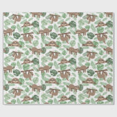 Sloth Pattern Wrapping Paper Geschenkpapier (Flach)