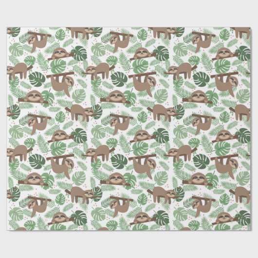 Sloth Pattern Wrapping Paper Geschenkpapier (Flach)