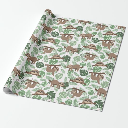 Sloth Pattern Wrapping Paper Geschenkpapier (Ungerollt)