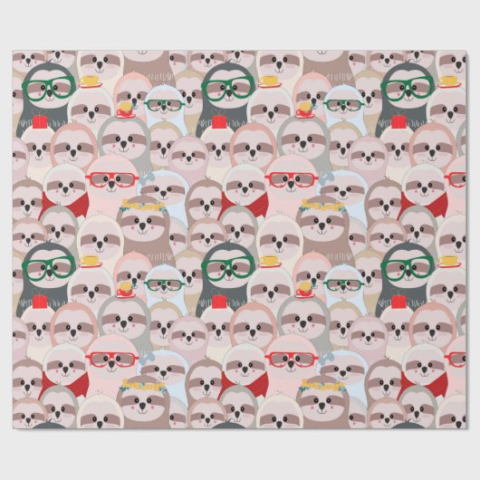 Sloth Pattern Wrapping Paper Geschenkpapier (Flach)