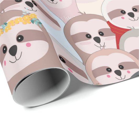 Sloth Pattern Wrapping Paper Geschenkpapier (Rolleneckpunkt)