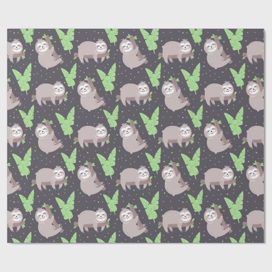 Sloth Pattern Wrapping Paper Geschenkpapier (Flach)