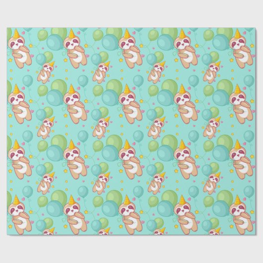 Sloth Pattern Wrapping Paper Geschenkpapier (Flach)
