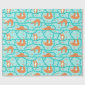Sloth Pattern Wrapping Paper Geschenkpapier (Flach)