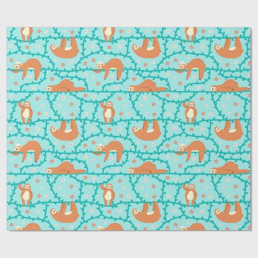 Sloth Pattern Wrapping Paper Geschenkpapier (Flach)