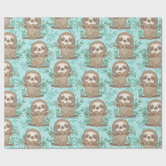 Sloth Pattern Wrapping Paper Geschenkpapier (Flach)