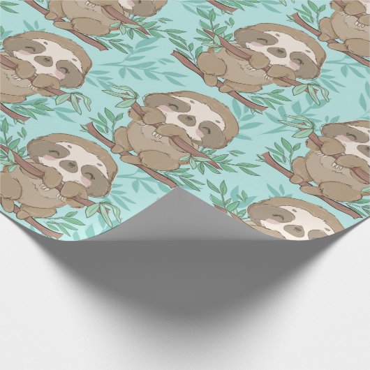 Sloth Pattern Wrapping Paper Geschenkpapier (Ecke)