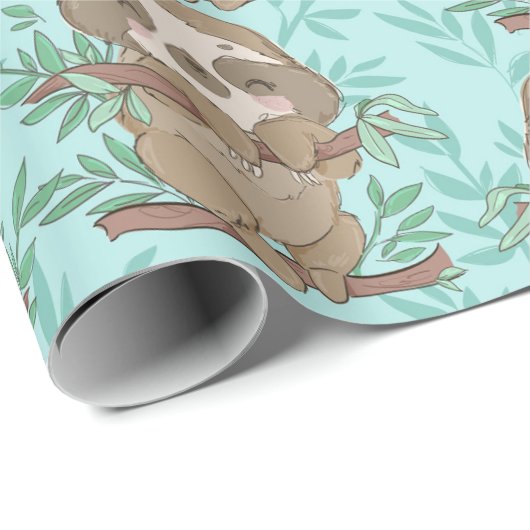 Sloth Pattern Wrapping Paper Geschenkpapier (Rolleneckpunkt)