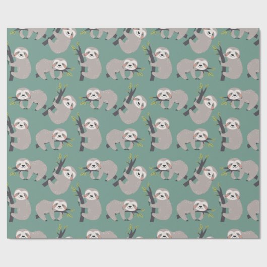 Sloth Pattern Wrapping Paper Geschenkpapier (Flach)