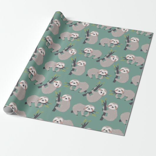 Sloth Pattern Wrapping Paper Geschenkpapier (Ungerollt)