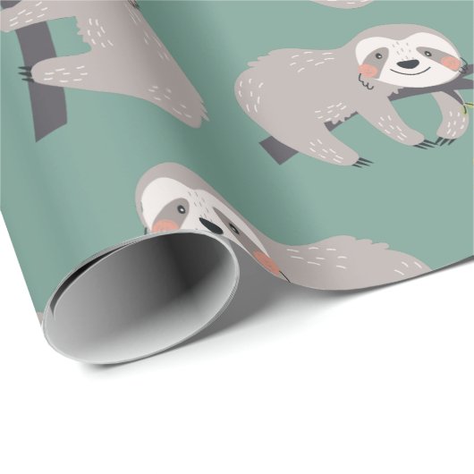 Sloth Pattern Wrapping Paper Geschenkpapier (Rolleneckpunkt)