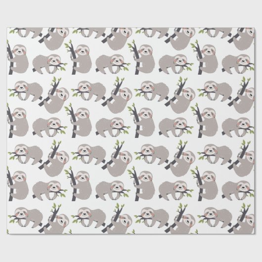 Sloth Pattern Wrapping Paper Geschenkpapier (Flach)