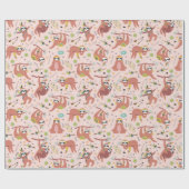 Sloth Pattern Wrapping Paper Geschenkpapier (Flach)