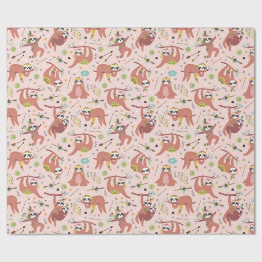 Sloth Pattern Wrapping Paper Geschenkpapier (Flach)