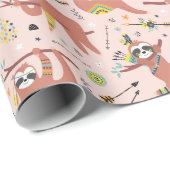 Sloth Pattern Wrapping Paper Geschenkpapier (Rolleneckpunkt)