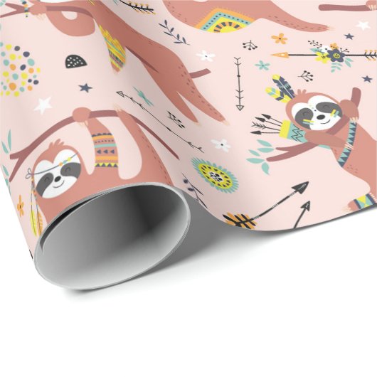 Sloth Pattern Wrapping Paper Geschenkpapier (Rolleneckpunkt)