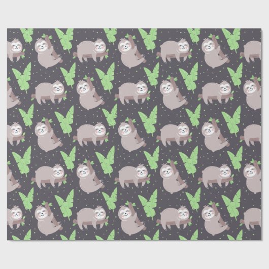 Sloth Pattern Wrapping Paper Geschenkpapier (Flach)