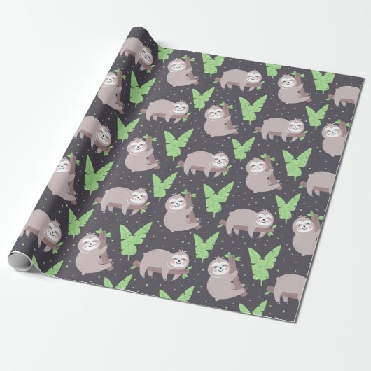 Sloth Pattern Wrapping Paper Geschenkpapier (Ungerollt)