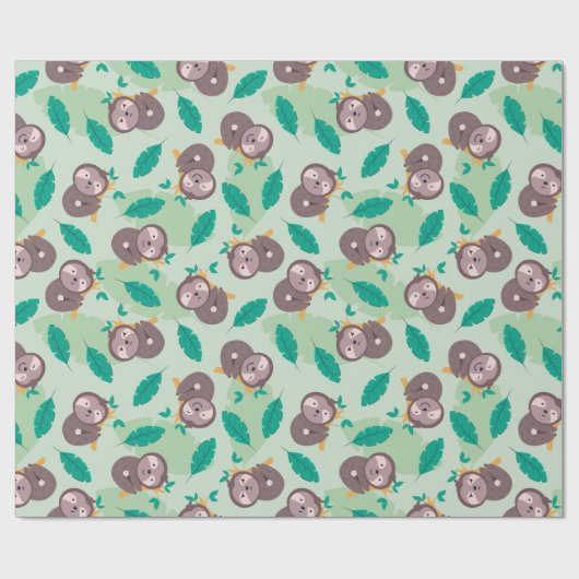 Sloth Pattern Wrapping Paper Geschenkpapier (Flach)