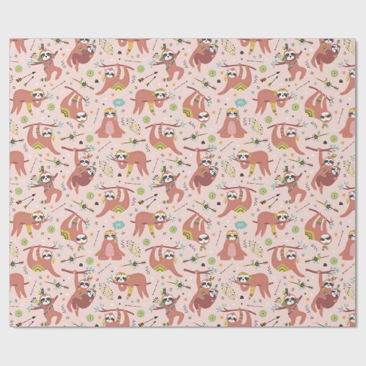 Sloth Pattern Wrapping Paper Geschenkpapier (Flach)