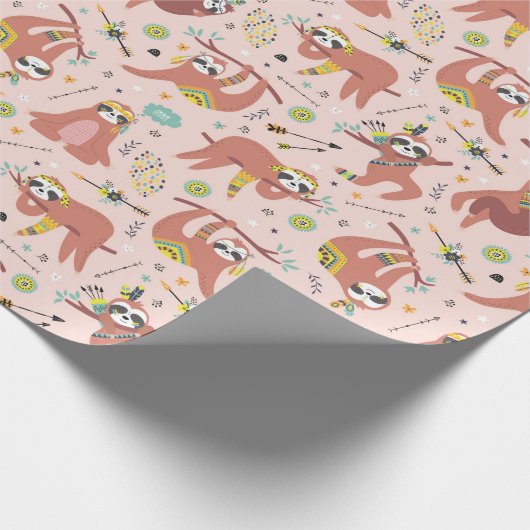 Sloth Pattern Wrapping Paper Geschenkpapier (Ecke)