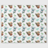 Sloth Pattern Wrapping Paper Geschenkpapier (Flach)