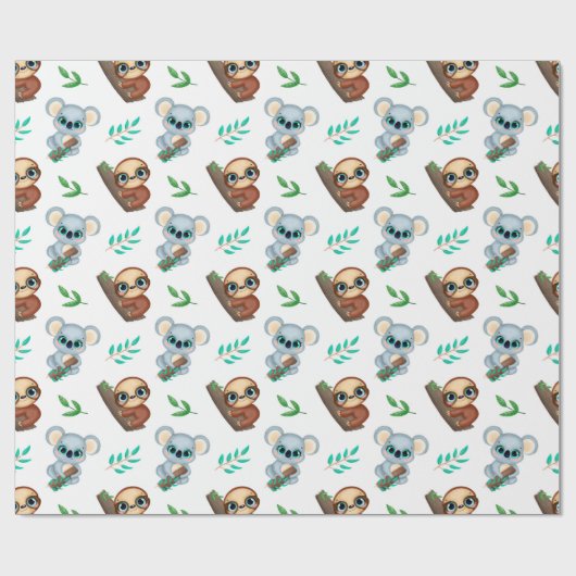 Sloth Pattern Wrapping Paper Geschenkpapier (Flach)