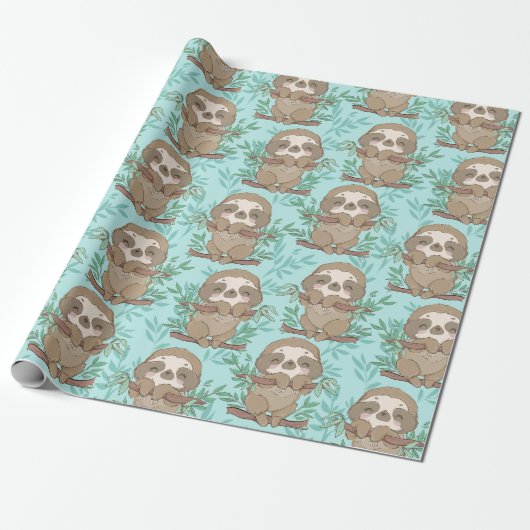 Sloth Pattern Wrapping Paper Geschenkpapier (Ungerollt)