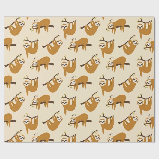Sloth Pattern Wrapping Paper Geschenkpapier (Flach)