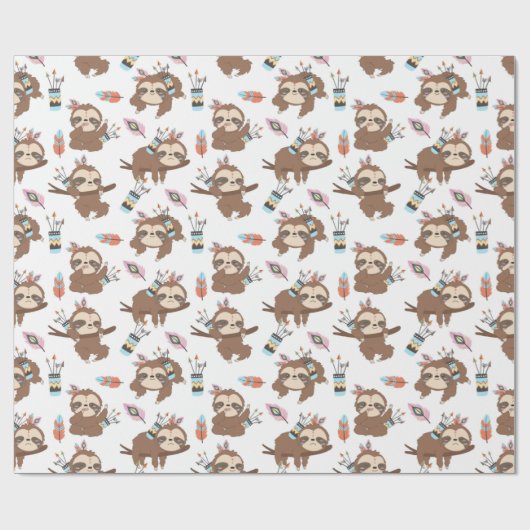 Sloth Pattern Wrapping Paper Geschenkpapier (Flach)